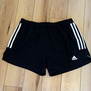 Adidas Women's Athletic Shorts in Black with White Stripes